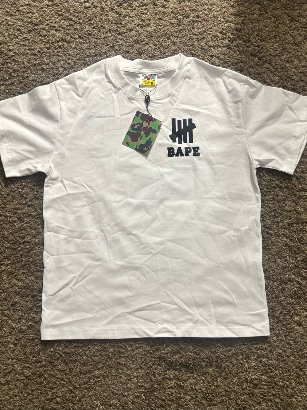 Bape White Short Sleeve Tee with Black Logo